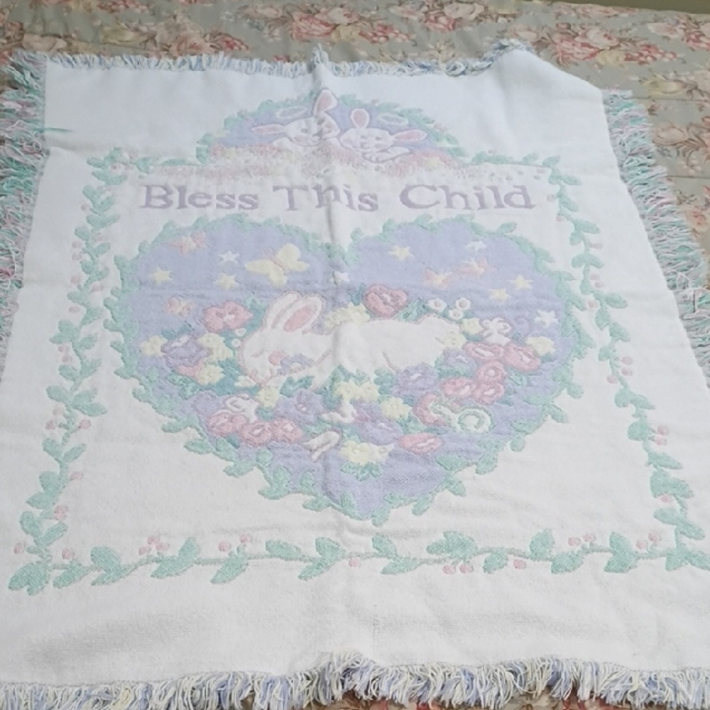 Pastel Baby Blanket with Bunny Design